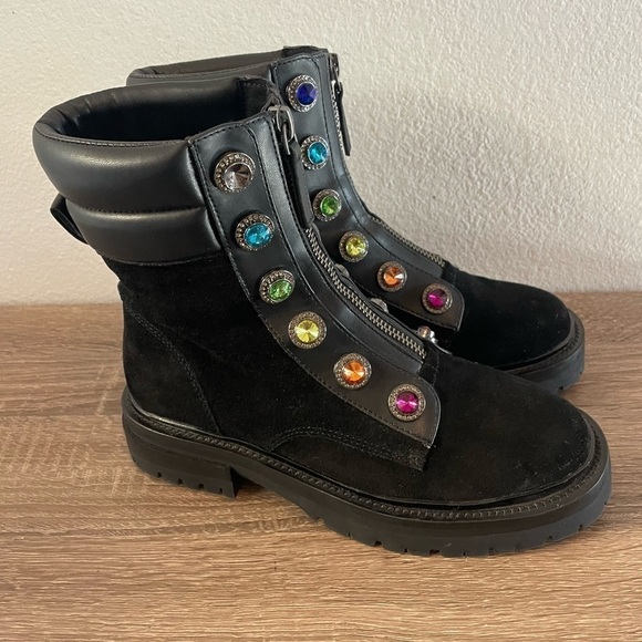 Kurt Geiger Embellished Rainbow Bobby Zip-Up Ankle Combat Boots, Size 36 (6) - Picture 1 of 9
